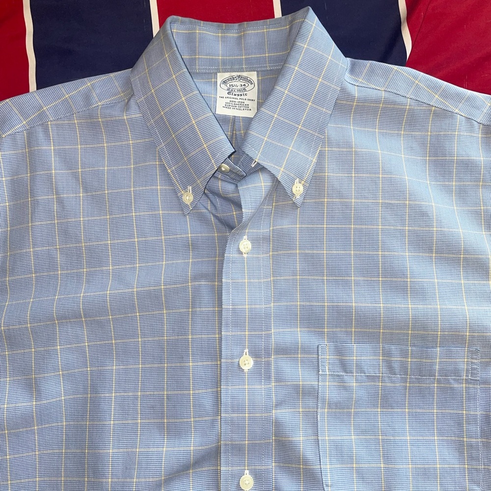Brooks Brothers Patterned Classic Fit Button Down Dress Shirt Button Down Collar